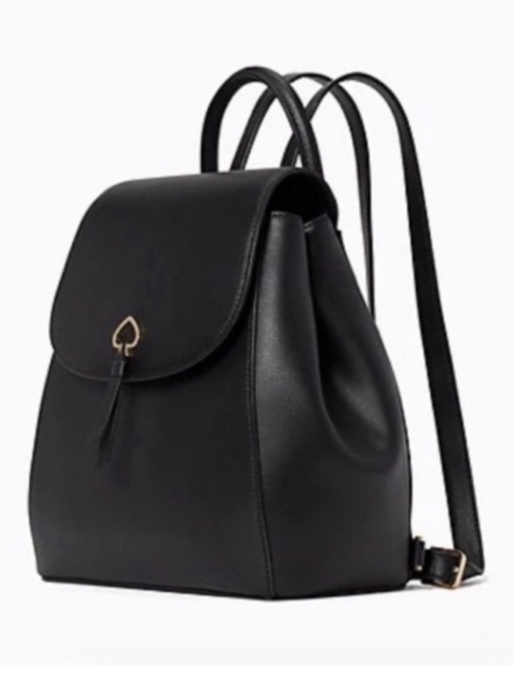 Kate Spade Black Leather Backpack Adel Medium Flap